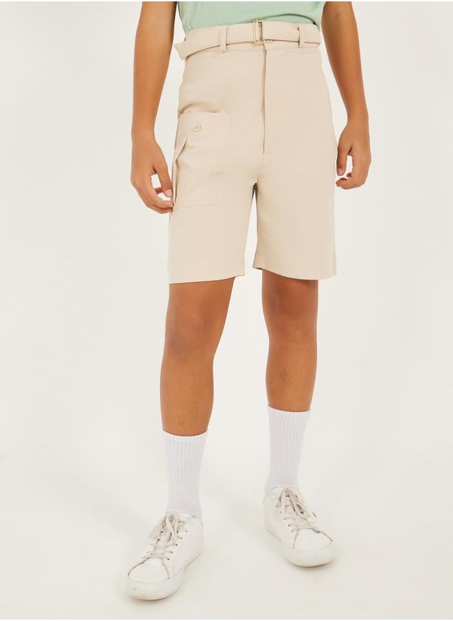 Regular Fit Belted Shorts