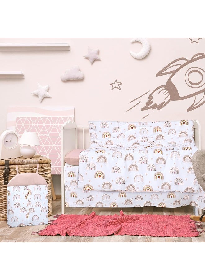 Rtteri 4 Pieces Baby Crib Bedding Set, Nursery Bedding Standard Size Soft Baby Bedding Set Including Crib Skirt, Blanket, Sheet and Diaper Stacker for Girls and Boys(Boho)