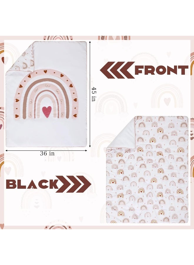 Rtteri 4 Pieces Baby Crib Bedding Set, Nursery Bedding Standard Size Soft Baby Bedding Set Including Crib Skirt, Blanket, Sheet and Diaper Stacker for Girls and Boys(Boho)
