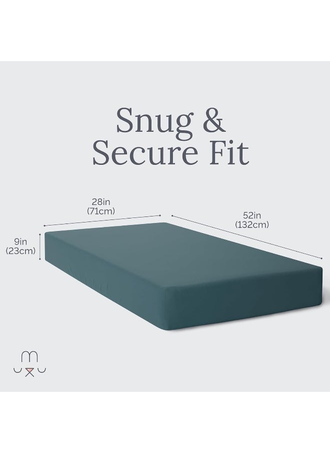 Natemia Fitted Crib Sheet - 100% Organic Cotton - 28 X 52 for Standard Crib and Toddler Mattresses - Silky Soft and Hypoallergenic - Sage