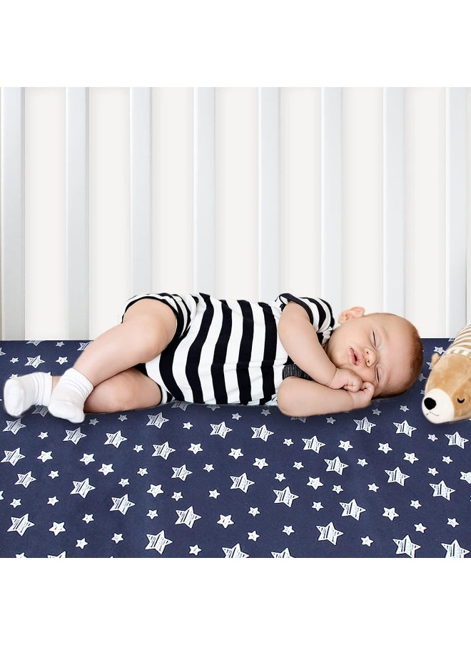 Moonsea Crib Sheets for Boys or Girls 2 Pack, Fitted Crib Sheet for Standard Size Crib and Toddler Mattresses, Soft and Breathable Material, Grey & Navy
