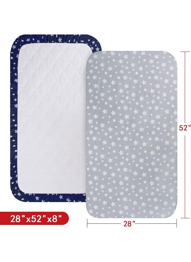 Moonsea Crib Sheets for Boys or Girls 2 Pack, Fitted Crib Sheet for Standard Size Crib and Toddler Mattresses, Soft and Breathable Material, Grey & Navy