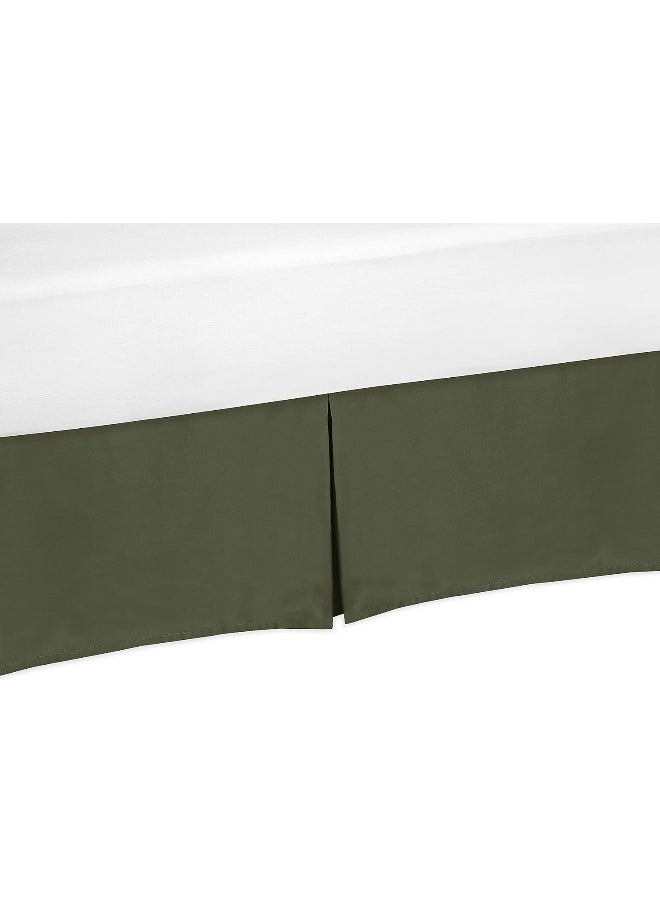 Sweet Jojo Designs Dark Green Boy Baby Crib Bed Skirt Nursery Dust Ruffle - Solid Color Hunter Forest Olive for Rustic Woodland Camo Deer Collection