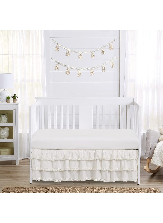 Sweet Jojo Designs Ivory Boho Bohemian Girl Baby Nursery Crib Bed Skirt Dust Ruffle