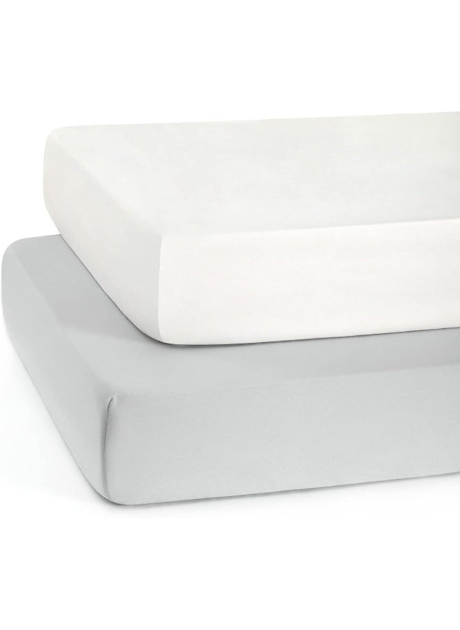 TILLYOU Fitted Crib Sheet Set 2 Pack - Super Soft Toddler Bed Sheets for Standard Crib and Toddler Mattresses, 28