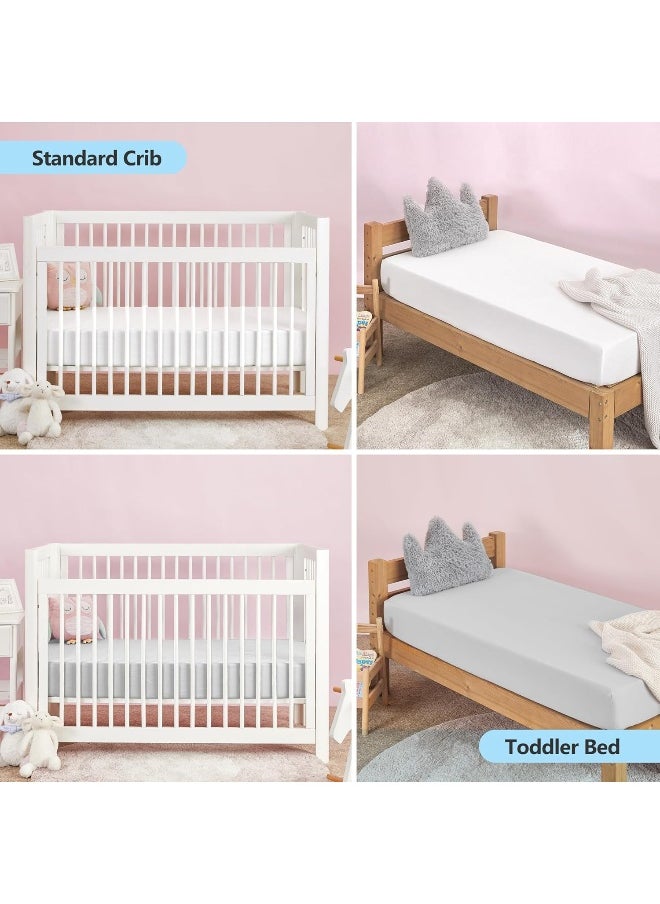 TILLYOU Fitted Crib Sheet Set 2 Pack - Super Soft Toddler Bed Sheets for Standard Crib and Toddler Mattresses, 28