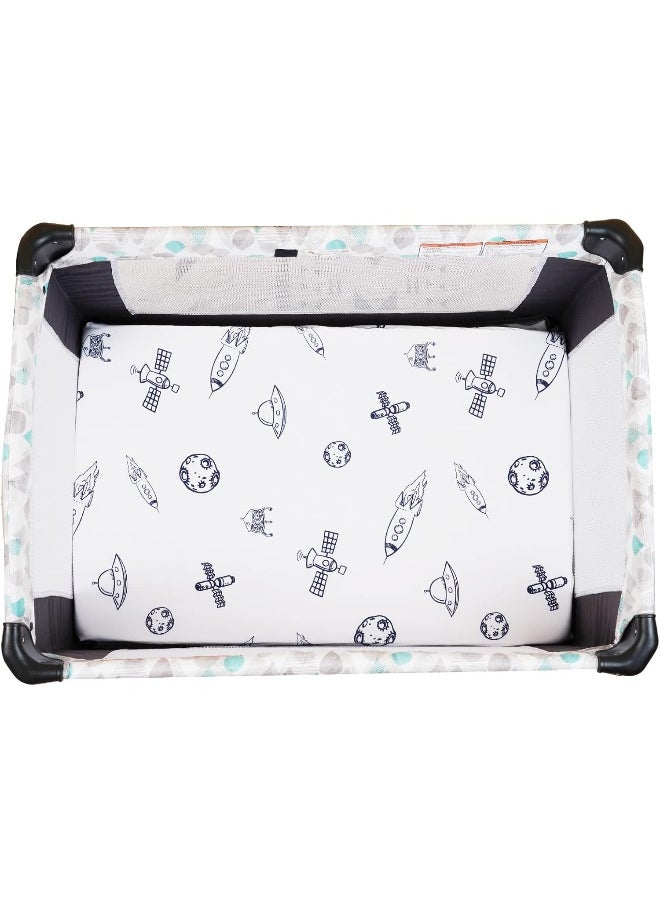 PHF Soft Mini Crib Sheet Set, 2 Pack Silky Comfy Pack N Play Sheets for Boys Girls, Universal Fit for Pack N Play, Playard and Mini Crib Mattresses, Space
