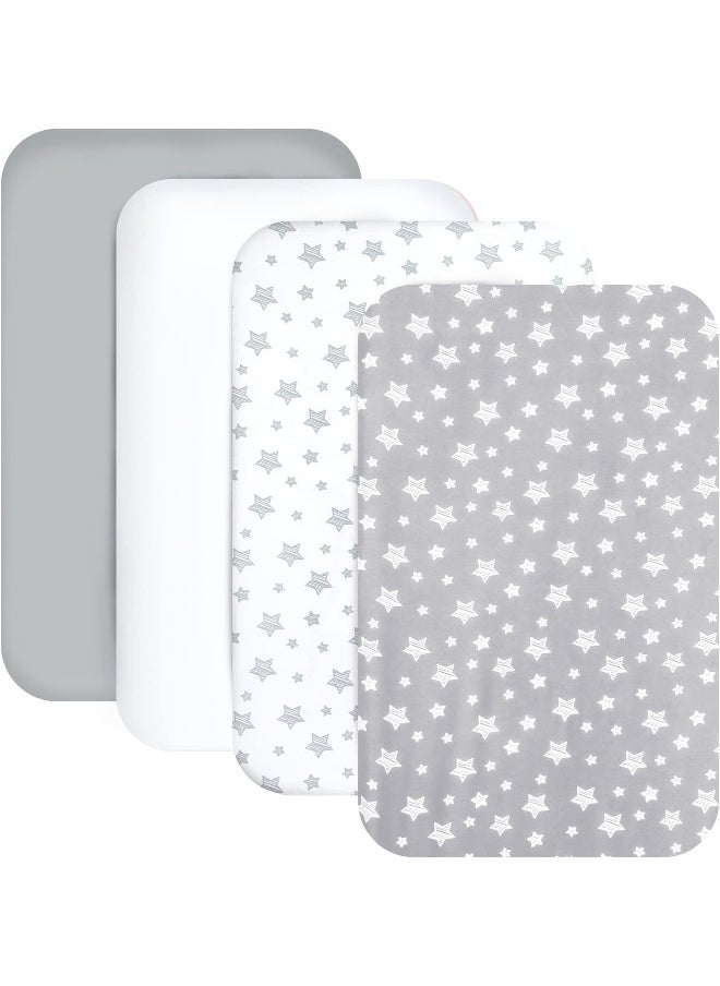 Moonsea Mini Portable Crib Sheets 4 Pack for Boys or Girls (38