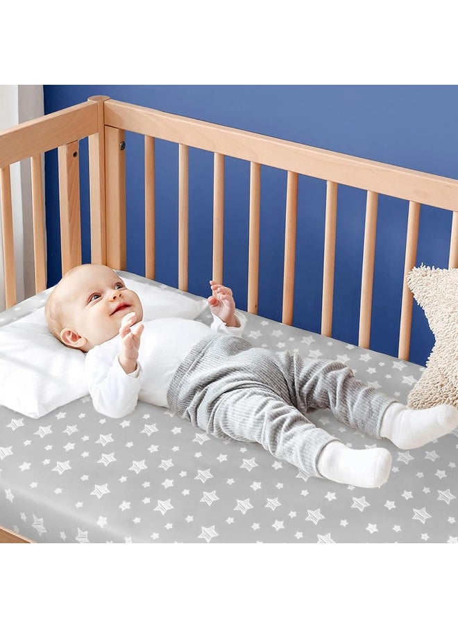 Moonsea Crib Sheets for Boys or Girls 4 Pack, Fitted Crib Sheet for Standard Size Crib and Toddler Mattresses, Soft and Breathable Crib Sheets Baby Gift Boy Set, White