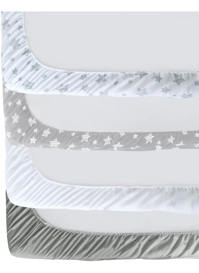 Moonsea Crib Sheets for Boys or Girls 4 Pack, Fitted Crib Sheet for Standard Size Crib and Toddler Mattresses, Soft and Breathable Crib Sheets Baby Gift Boy Set, White