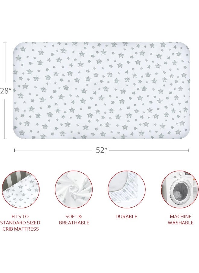 Moonsea Crib Sheets for Boys or Girls 4 Pack, Fitted Crib Sheet for Standard Size Crib and Toddler Mattresses, Soft and Breathable Crib Sheets Baby Gift Boy Set, White