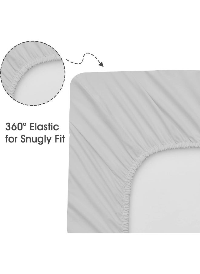 David's Kids 3 Pack Mini Crib Sheets, Ultra Soft Silky Comfy Pack N Play Sheets for Boys Girls Neutral，Universal Fit for Pack N Play, Playard and Mini Crib Mattresses, White & Light Grey & Navy Blue