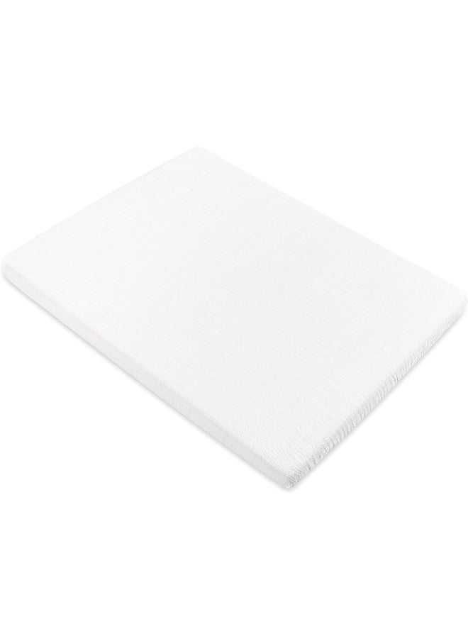 babyletto 100% Organic Cotton All-Stages Midi Crib Sheet, GOTS-Certified, Fitted 360°, Ultra-Soft and Breathable Muslin - Plain White