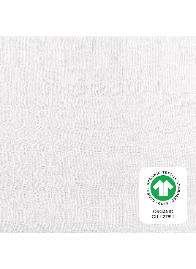 babyletto 100% Organic Cotton All-Stages Midi Crib Sheet, GOTS-Certified, Fitted 360°, Ultra-Soft and Breathable Muslin - Plain White