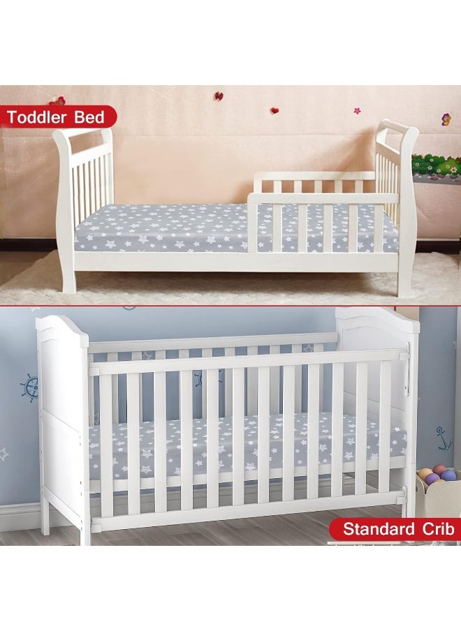 Moonsea Crib Sheets for Girls 2 Pack, Fitted Crib Sheet for Standard Size Crib and Toddler Mattresses, Soft and Breathable Material, Grey & Pink