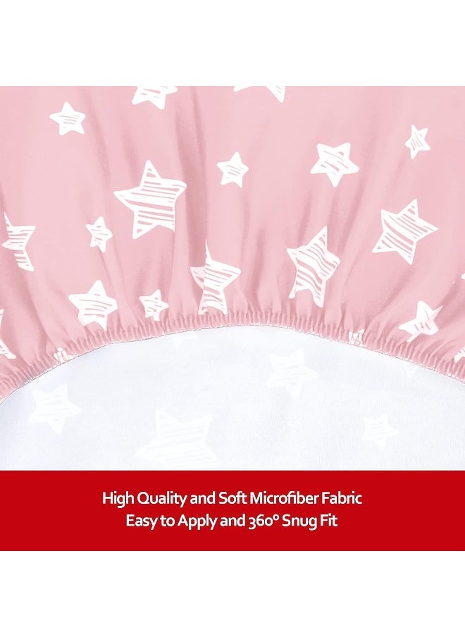 Moonsea Crib Sheets for Girls 2 Pack, Fitted Crib Sheet for Standard Size Crib and Toddler Mattresses, Soft and Breathable Material, Grey & Pink