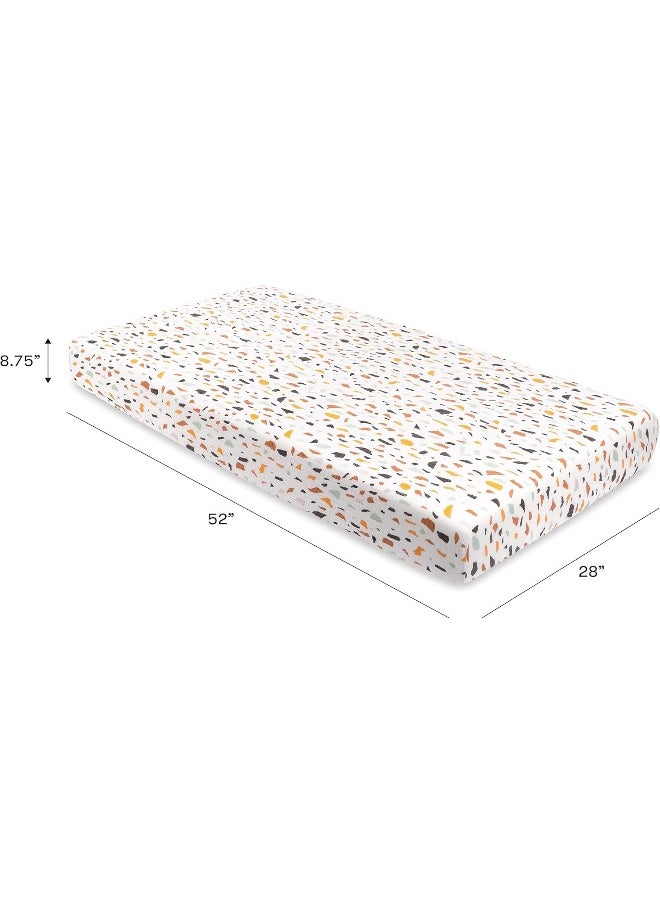 Babyletto 100% Organic Cotton Crib Sheet, GOTS-Certified, Fitted 360°, Ultra-Soft and Breathable Muslin - Terrazzo