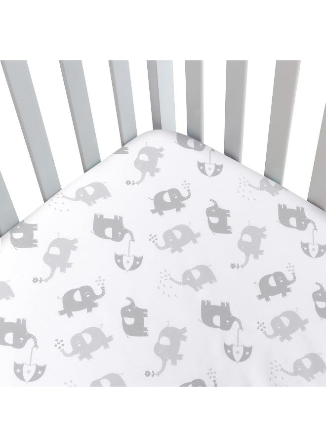 Moonsea Fitted Crib Sheet for Baby Boys or Girls, Silky Soft Microfiber 52'' x 28'' Crib Sheet Fits Standard Size Crib Mattress and Toddler Bed Mattress, Gray Elephant