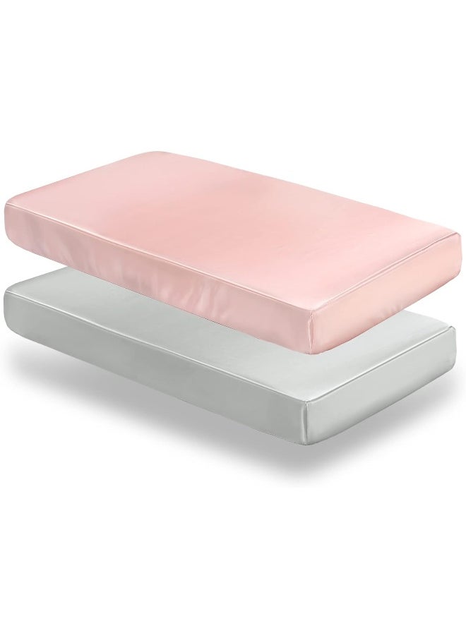 SiinvdaBZX 2 Pcs Satin Crib Sheets for Baby Hair, Silky Soft Fitted Crib Sheets for Standard Crib and Toddler Mattress