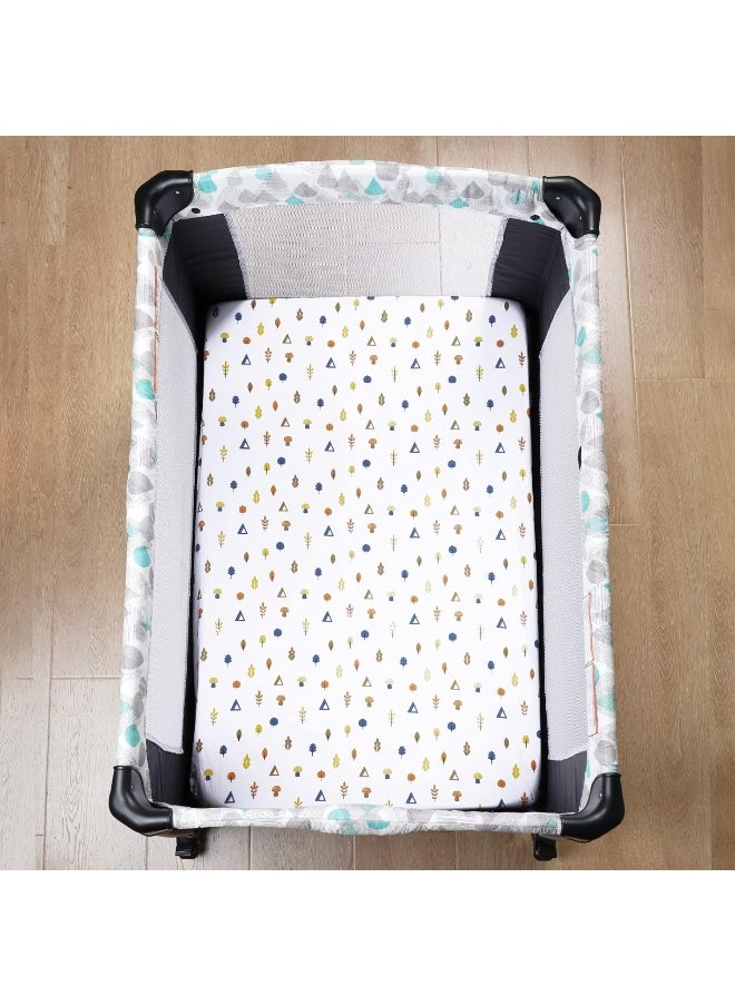 David's Kids 2 Pack 100% Cotton Mini Crib Sheets, Soft Breathable Comfortable Baby Sheet Set for Boys Girls Unisex, Universal Fit for Pack N Play, Playard and Mini Crib Mattresses, Woodland Animals