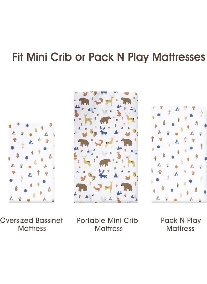 David's Kids 2 Pack 100% Cotton Mini Crib Sheets, Soft Breathable Comfortable Baby Sheet Set for Boys Girls Unisex, Universal Fit for Pack N Play, Playard and Mini Crib Mattresses, Woodland Animals