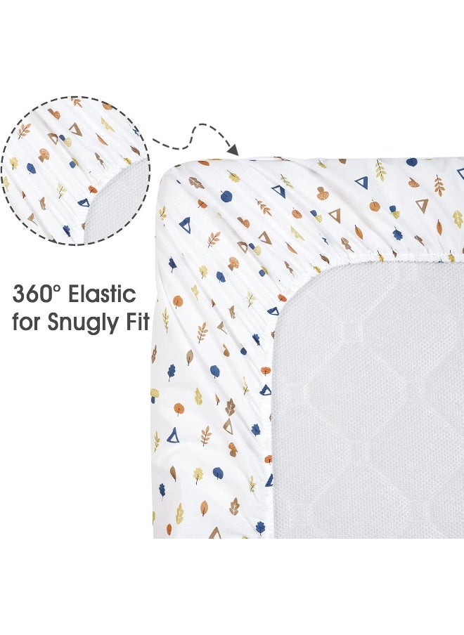 David's Kids 2 Pack 100% Cotton Mini Crib Sheets, Soft Breathable Comfortable Baby Sheet Set for Boys Girls Unisex, Universal Fit for Pack N Play, Playard and Mini Crib Mattresses, Woodland Animals