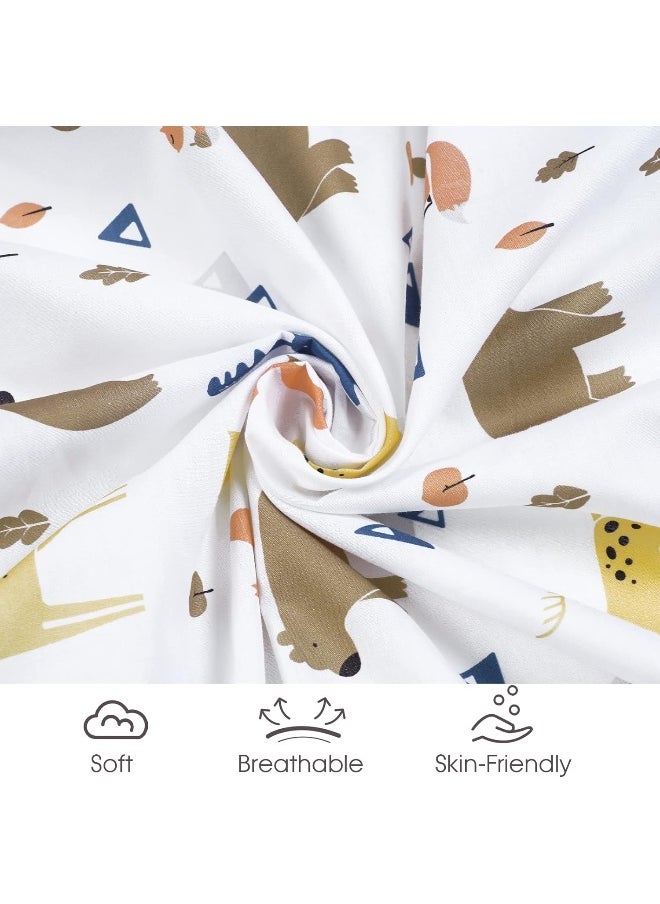 David's Kids 2 Pack 100% Cotton Mini Crib Sheets, Soft Breathable Comfortable Baby Sheet Set for Boys Girls Unisex, Universal Fit for Pack N Play, Playard and Mini Crib Mattresses, Woodland Animals