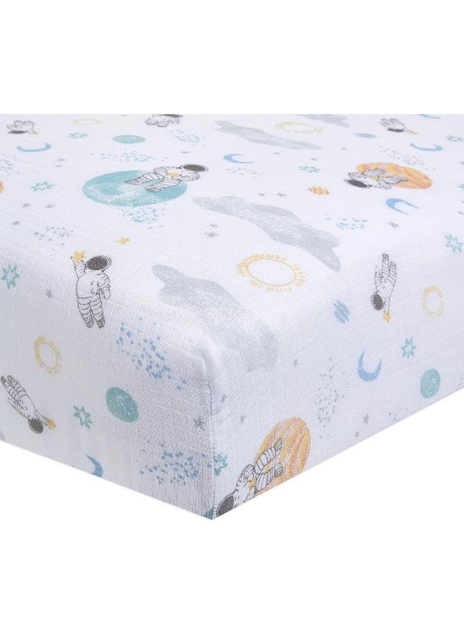 aden + anais Essentials Classic Crib Sheet, 100% Cotton Muslin, Super Soft & Breathable, Tailored Snug Fit, Space Explorers-Explorers