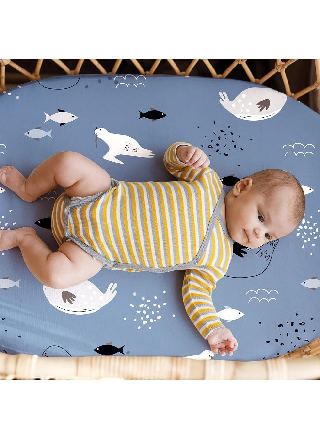 Gllquen Baby Bassinet Crib Sheets Set, Breathable Cozy Fitted Mattress Sheet, Elastic Travel Crib Fashionable Floral Pattern, Standard Cradle Safe Sheets for Baby Boy Girls 32