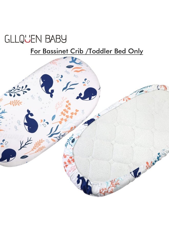Gllquen Baby Bassinet Crib Sheets Set, Breathable Cozy Fitted Mattress Sheet, Elastic Travel Crib Fashionable Floral Pattern, Standard Cradle Safe Sheets for Baby Boy Girls 32