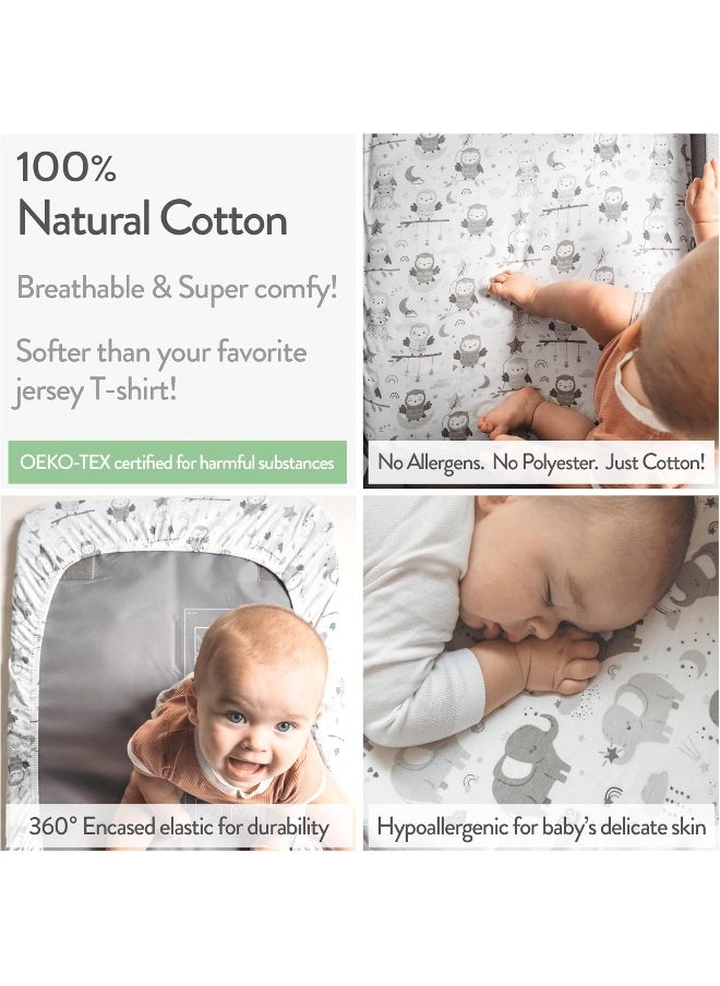 Joey + Joan Bassinet Sheets for Dream on Me Karley and Lacy Portable Oval Bassinet – Snuggly Soft 100% Jersey Cotton Fitted Sheets – 2 Pack – Grey