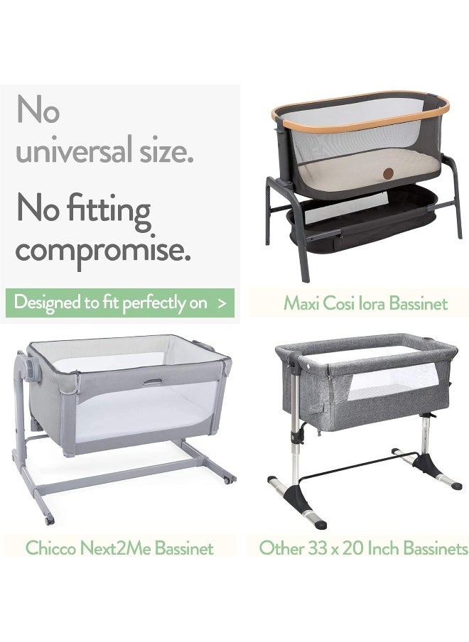 Joey + Joan Bedside Sleeper Bassinet Fitted Sheets 33x20 for Maxi COSI Iora, Koola Baby, Baby Joy, Angelbliss, Kidsclub Bedside Bassinet – 100% Jersey Cotton – Light Dark Sage Green – 2 Pack