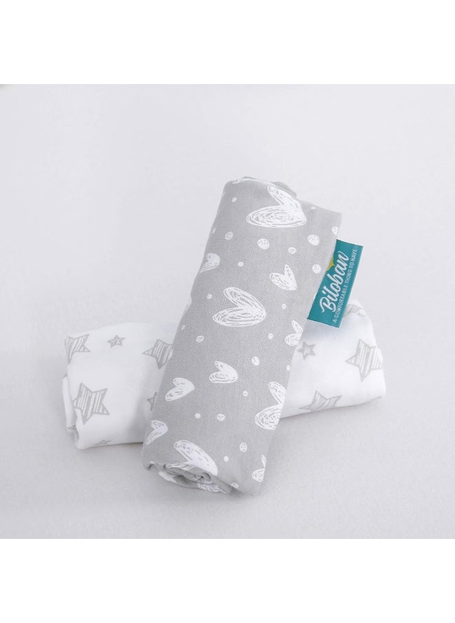 Biloban Bassinet Fitted Sheets for UPPAbaby Bassinet, 100% Jersey Knit Cotton Sheets, Breathable and Heavenly Soft, Grey and White Print for Baby