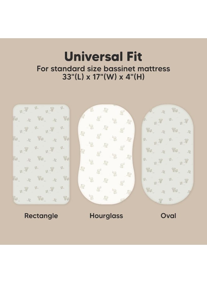 2-Pack Organic Bassinet Sheets for Girls, Boys - 100% Cotton Bassinet Mattress Sheets Compatible with Halo Bassinest Swivel Sleeper, Graco, Baby Delight, Chicco, Unisex Fitted Bassinet Sheets (Elly)