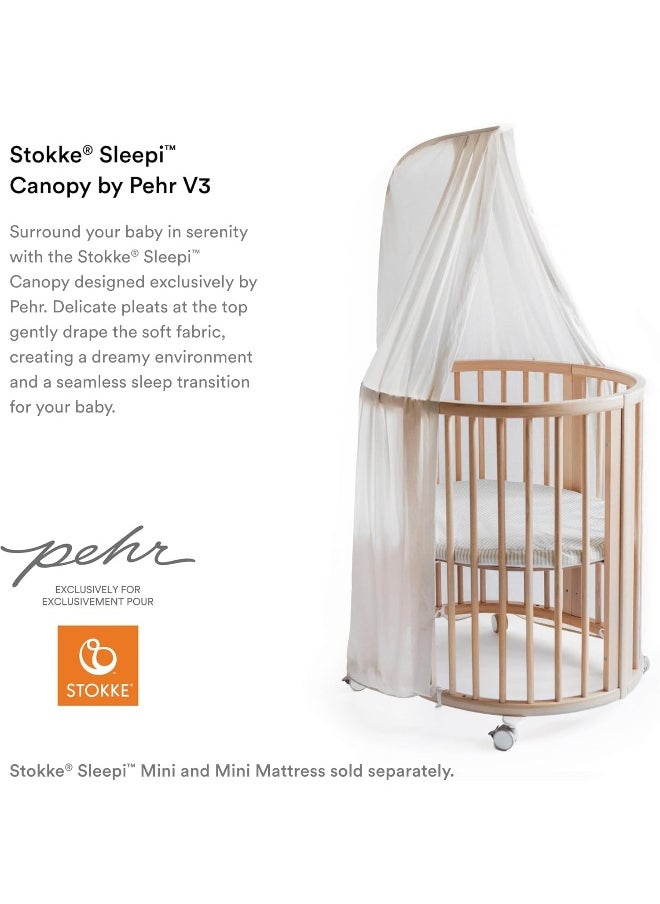 Stokke Sleepi Canopy by Pehr V3, Grey - Compatible with Sleepi Drape Rod V3 - Available in Numerous Colors - Oeko-Tex Standard 100
