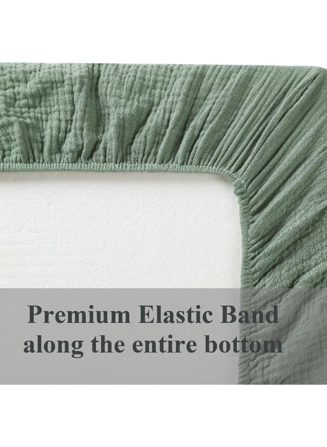 Muslin Bassinet Sheet Compatible with AMKE 3 in 1 Bassinet(35 X 20), Milliard, Bellababy, TCBunny Bassinet, 2 Pack Cotton Stylish Boho Fitted Bassinet Sheets for Baby Roman Green & Botanical Leaf