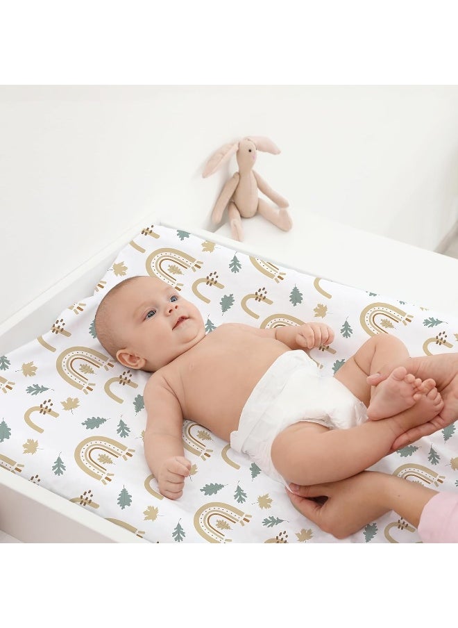 Bassinet Crib Sheets Set, Breathable Cozy Fitted Mattress Sheet, Elastic Travel Crib Fashionable Floral Pattern, Standard Cradle Safe Sheets for Baby Boy Girls 32