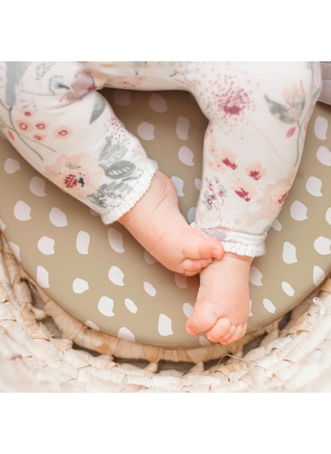 Bassinet Crib Sheets Set, Breathable Cozy Fitted Mattress Sheet, Elastic Travel Crib Fashionable Floral Pattern, Standard Cradle Safe Sheets for Baby Boy Girls 32