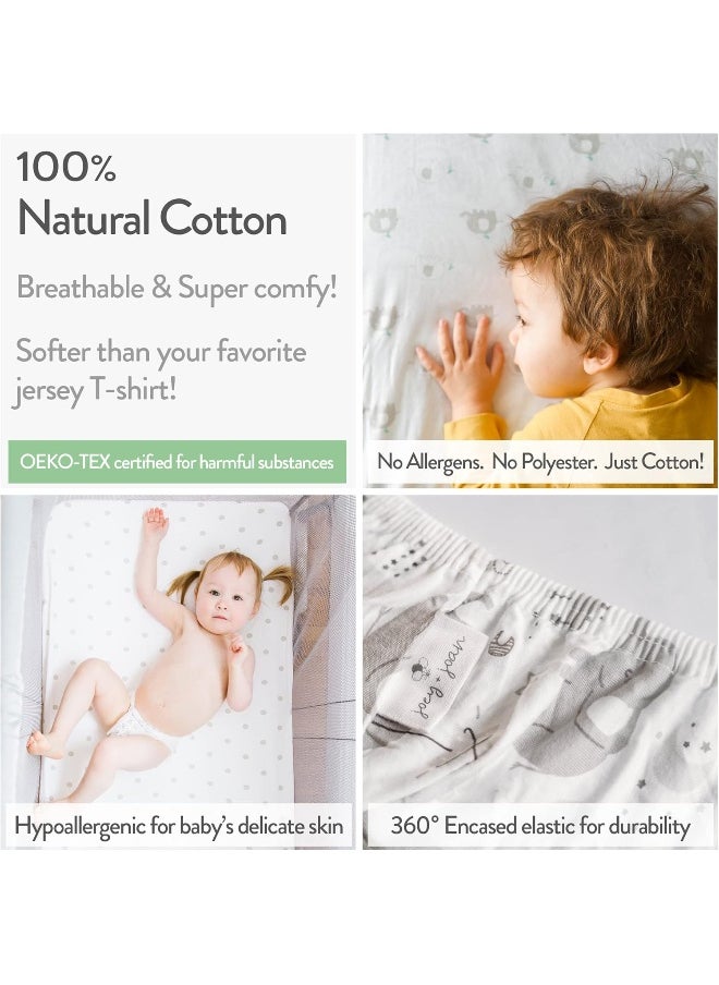 Joey + Joan Bassinet Sheets for MiClassic 2in1 Stationary&Rock Bassinet | Heavenly Soft 100% Cotton Jersey Knit Fitted Bassinet Sheet Set 2 Pack