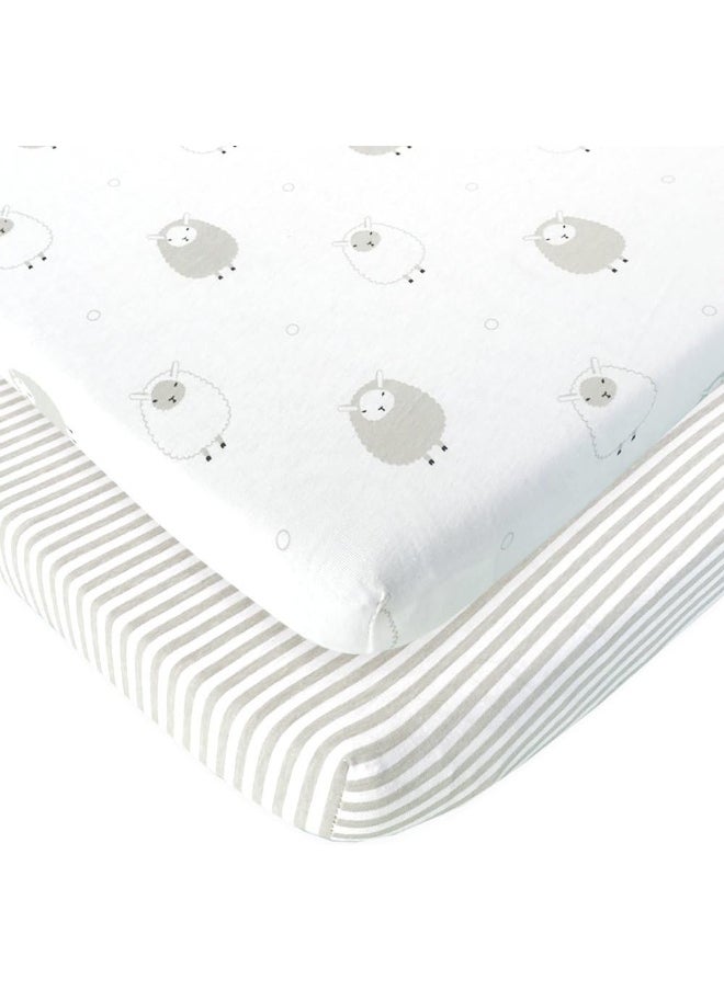 Joey + Joan Bassinet Sheets for MiClassic 2in1 Stationary&Rock Bassinet | Heavenly Soft 100% Cotton Jersey Knit Fitted Bassinet Sheet Set 2 Pack