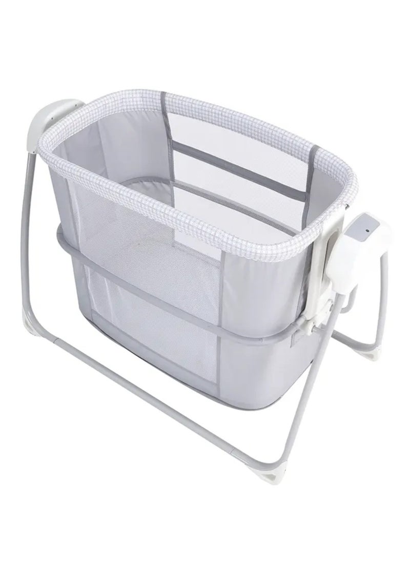 Portable Baby Bedside Crib, 3-in-1 Adjustable Height Bassinet with Canopy, Foldable Swing Bed