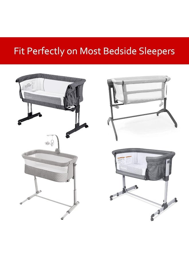 Moonsea Bedside Sleeper Bassinet Sheets Waterproof 2 Pack Compatible with Mika Micky & MiClassic & Milliard Bassinet, Fit Most Bedside Sleeper Bassinet Mattress, Grey & White
