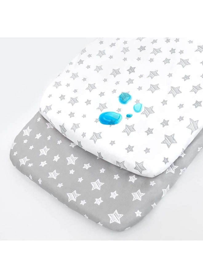 Moonsea Waterproof Bassinet Sheets 2 Pack, Compatible with RONBEI & Koola Baby & Baby Joy Bassinet, 33