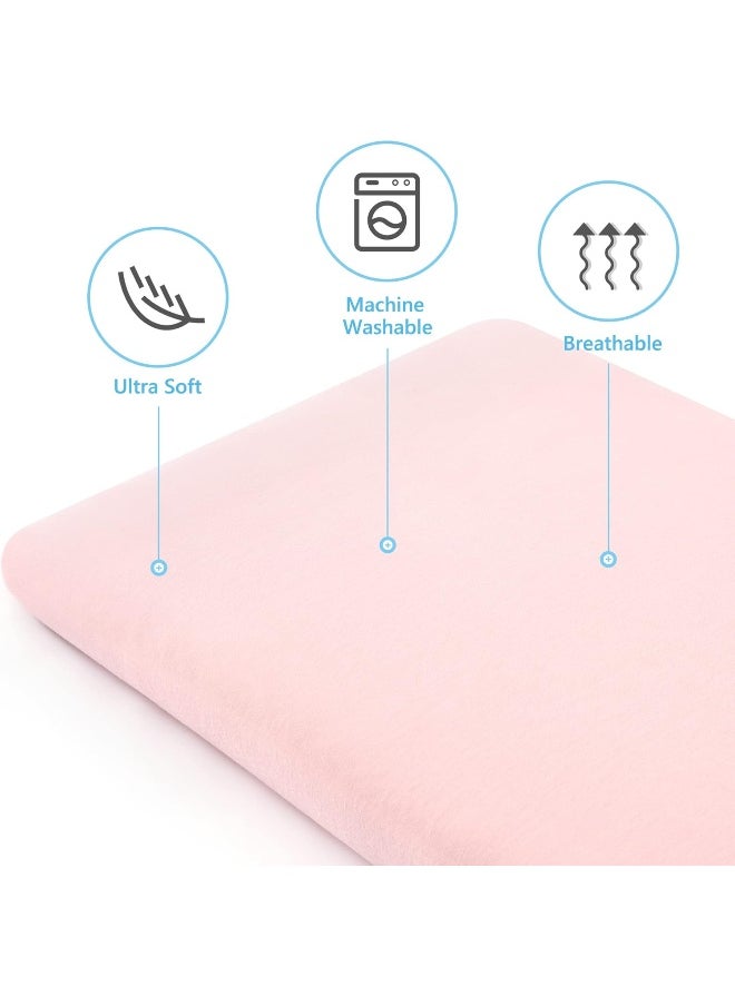 TILLYOU Baby Bassinet Sheets for Girls Boys, Fit for Hourglass Oval Rectangle Bassinet Mattress Sheets, 33”X16”, 2 Pack Elephant & Cloud Pink