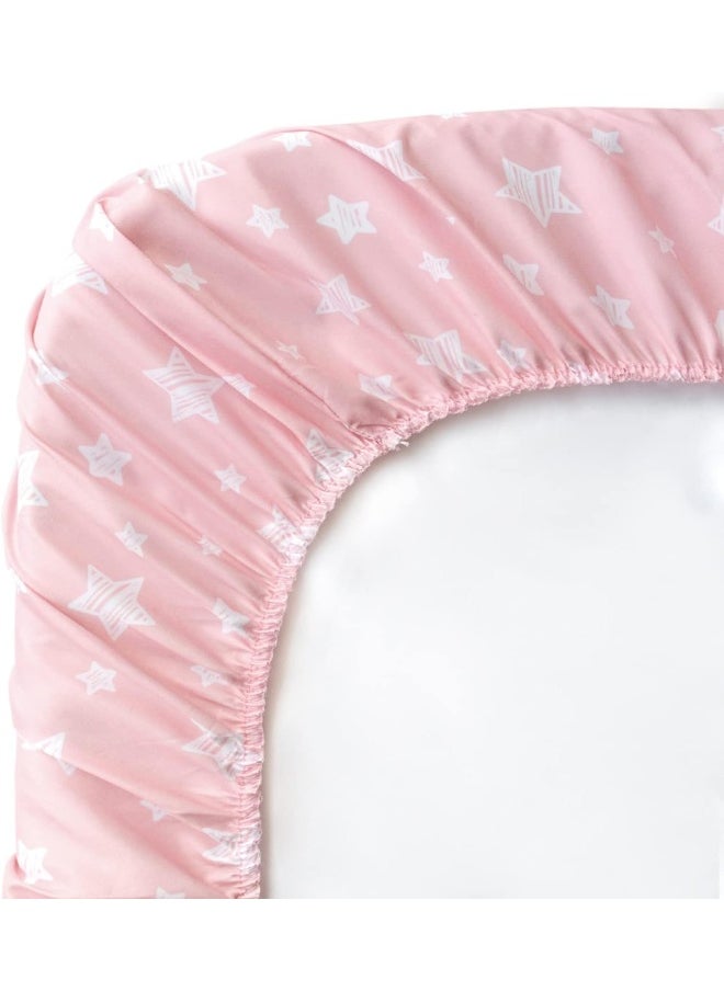 Moonsea Bedside Sleeper Bassinet Sheets 2 Pack Compatible with Mika Micky & MiClassic & Milliard Bassinet, Fit Most Bedside Sleeper Bassinet Mattress, Pink & White