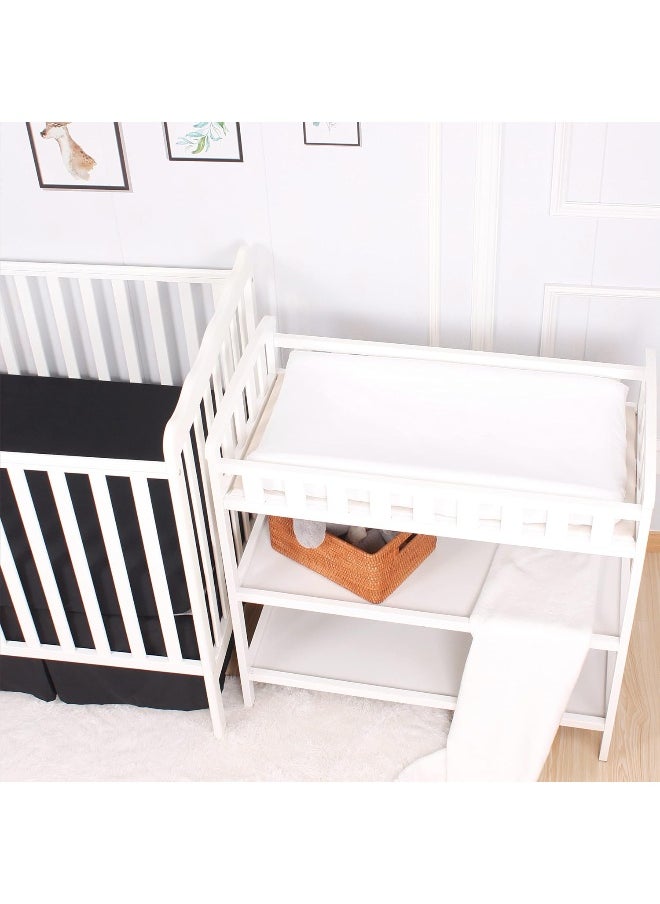 CaSaJa White Diaper Changing Pad Cover with Strap Holes Set of 3, Snug Fit 4-Sided Contoured Changing Table Pad 16x31 16x32, Fitted Change Pad Sheet Neutral, 100% Silky Soft Microfiber