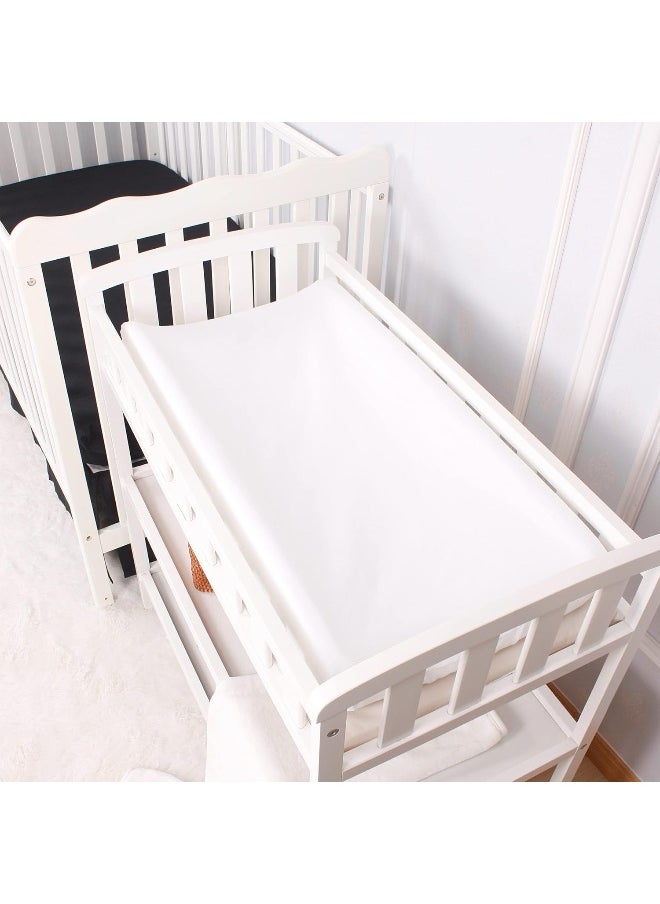 CaSaJa White Diaper Changing Pad Cover with Strap Holes Set of 3, Snug Fit 4-Sided Contoured Changing Table Pad 16x31 16x32, Fitted Change Pad Sheet Neutral, 100% Silky Soft Microfiber