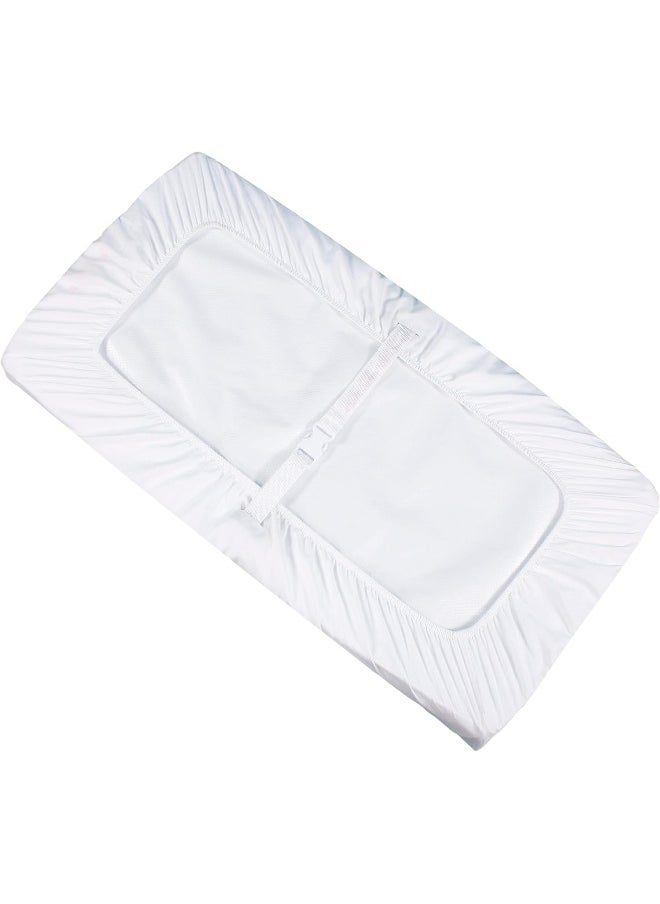 CaSaJa White Diaper Changing Pad Cover with Strap Holes Set of 3, Snug Fit 4-Sided Contoured Changing Table Pad 16x31 16x32, Fitted Change Pad Sheet Neutral, 100% Silky Soft Microfiber