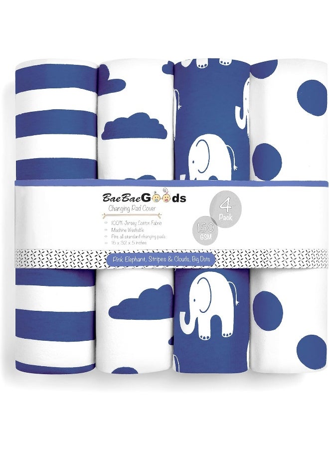 BaeBae Goods Changing Pad Cover | Navy Elephants