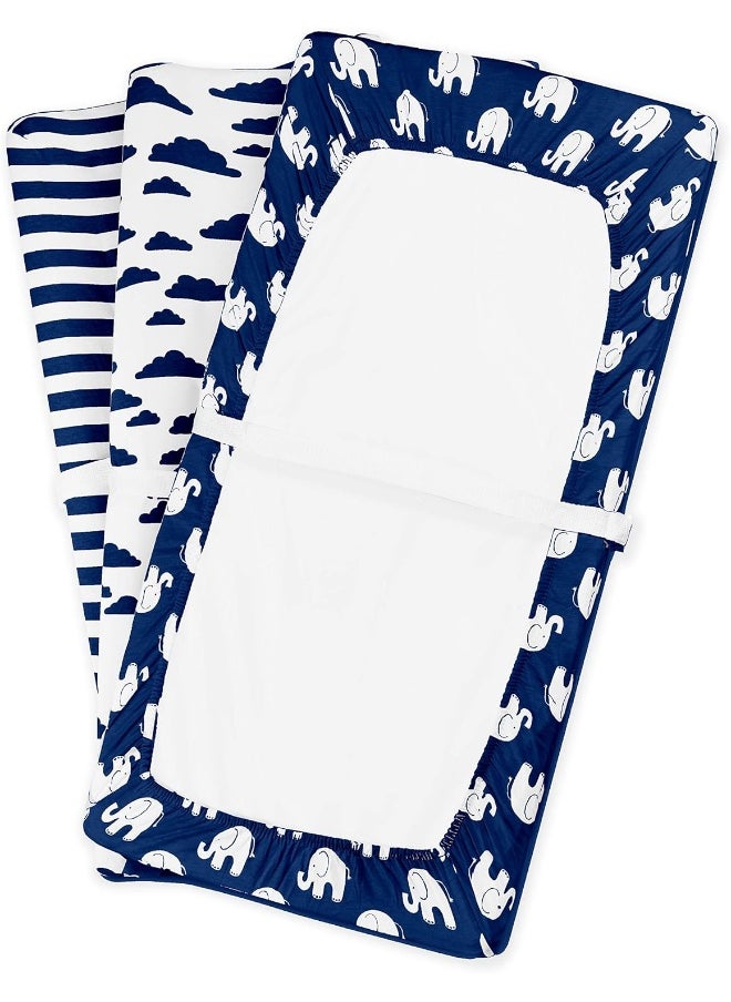 BaeBae Goods Changing Pad Cover | Navy Elephants